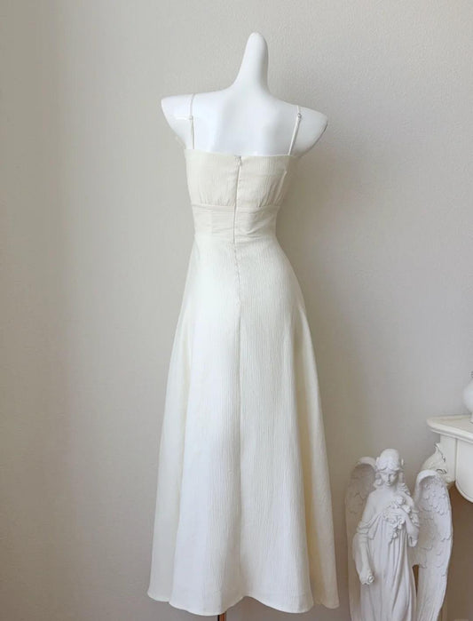 Hermoso vestido de fiesta con tirantes finos en color blanco roto, vestido de dama de honor a la moda ED02199