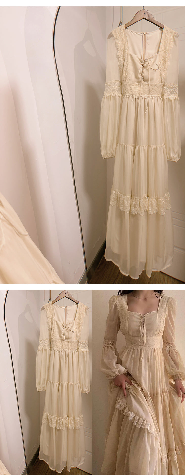 Vintage Palace Style Lace Chiffon Prom Dresses Fairytale Birthday Evening Gowns ED02251