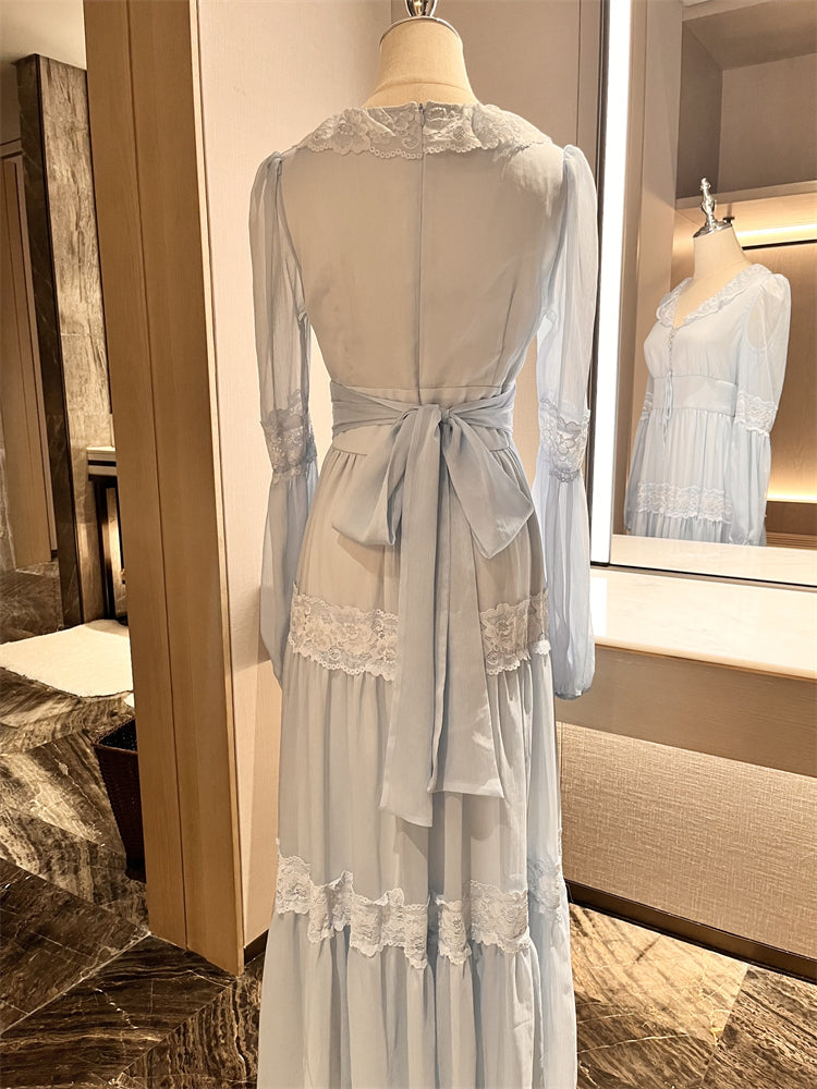 Vintage Palace Style Lace Chiffon Prom Dresses Fairytale Birthday Evening Gowns ED02251