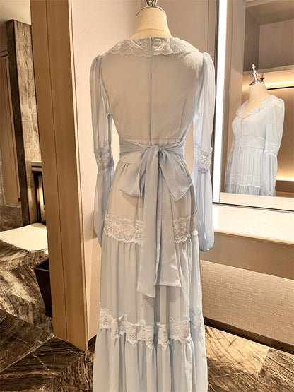 Vintage Palace Style Lace Chiffon Prom Dresses Fairytale Birthday Evening Gowns ED02251
