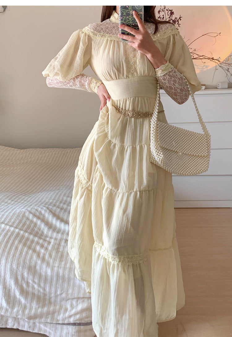 Vintage Palace Style Lace Chiffon Prom Dresses Fairytale Birthday Evening Gowns ED02251