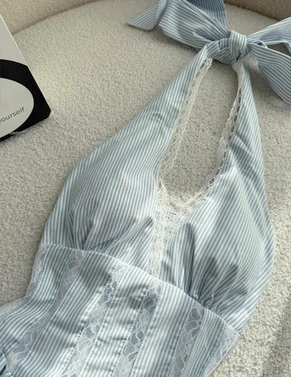 Hermoso vestido de fiesta con cuello halter y corte A, vestido sencillo para cumpleaños ED02315