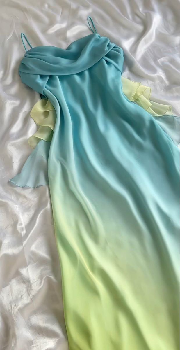 Gradient Pink  Sheath Spaghetti Straps Fairytale Chiffon Long Prom Dresses Vintage Party Dress ED02339