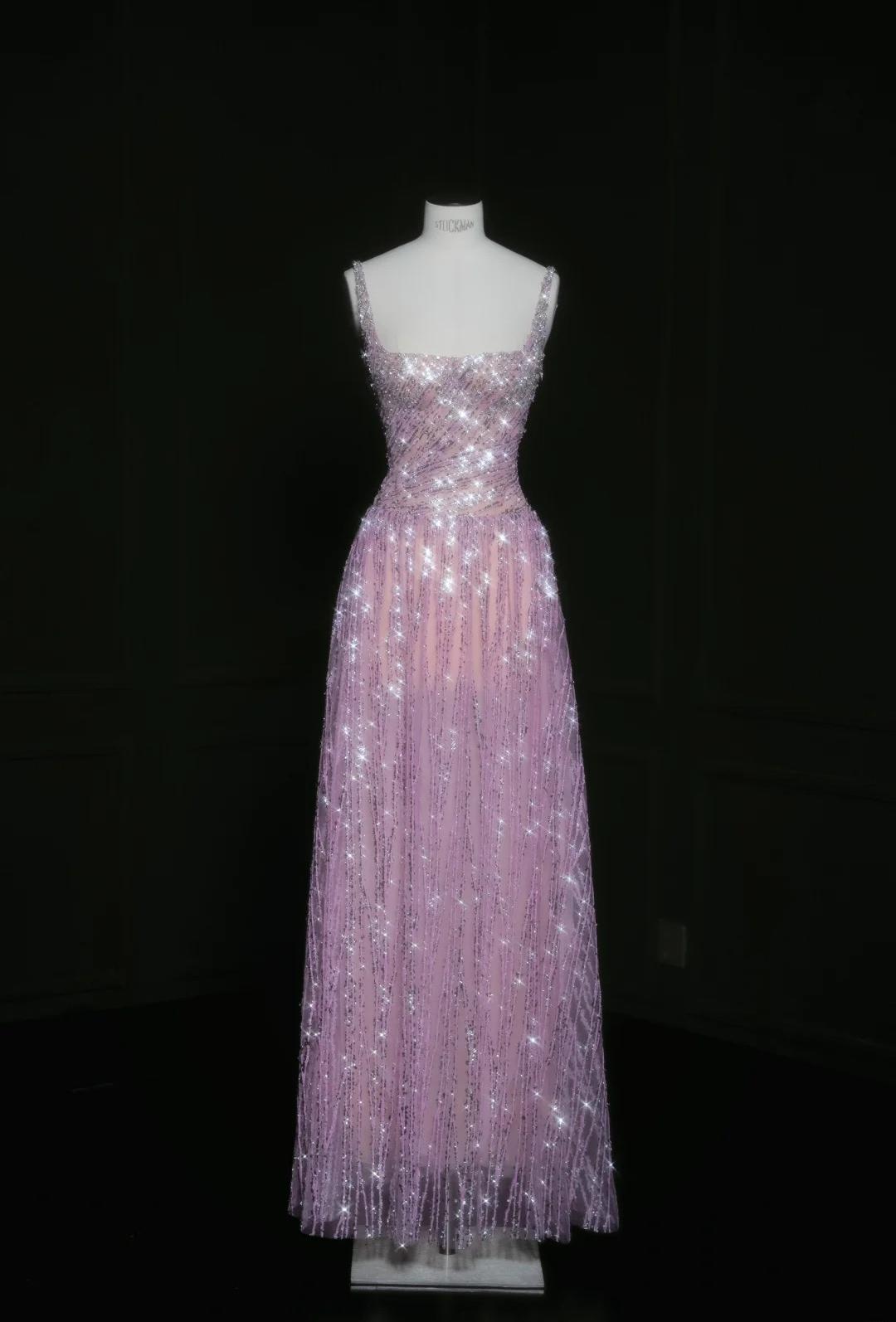 Hermoso vestido de fiesta morado con escote cuadrado y lentejuelas, corte A, para fiesta de cumpleaños, ED02477