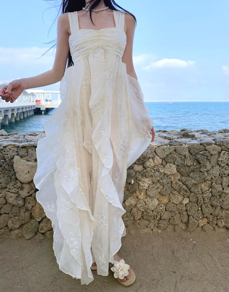 Vestido de fiesta de gasa con escote cuadrado, corte A, estampado, estilo cuento de hadas, para cumpleaños, ED02537