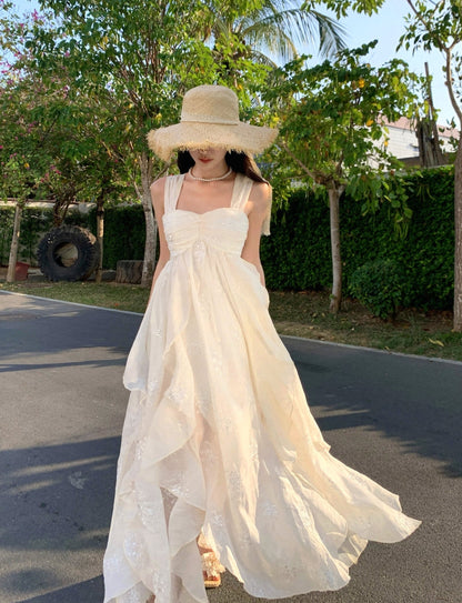 Vestido de fiesta de gasa con escote cuadrado, corte A, estampado, estilo cuento de hadas, para cumpleaños, ED02537