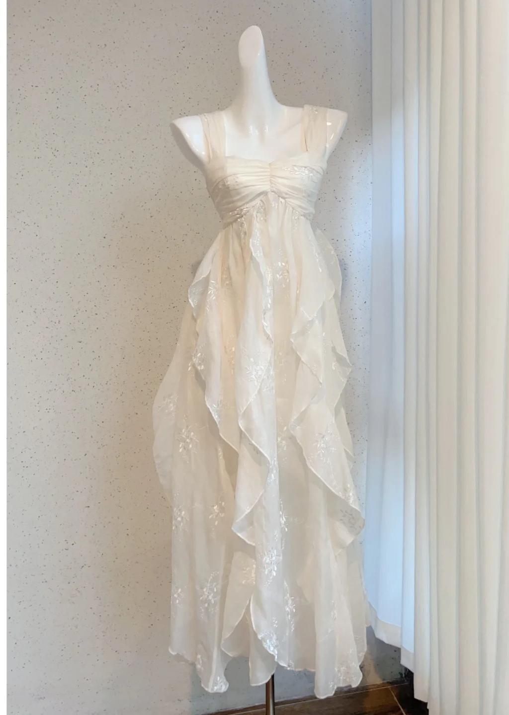Vestido de fiesta de gasa con escote cuadrado, corte A, estampado, estilo cuento de hadas, para cumpleaños, ED02537
