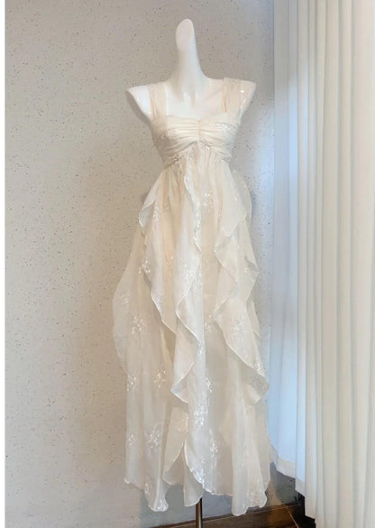Vestido de fiesta de gasa con escote cuadrado, corte A, estampado, estilo cuento de hadas, para cumpleaños, ED02537