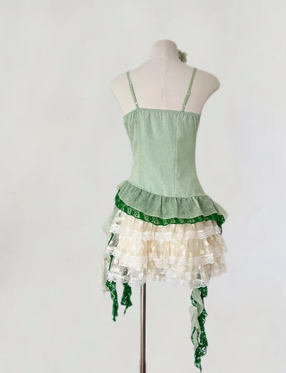 Fairytale Green Spaghetti Straps Bodycon Lace Tulle Short Prom Dresses Homecoming Dresses  ED02542