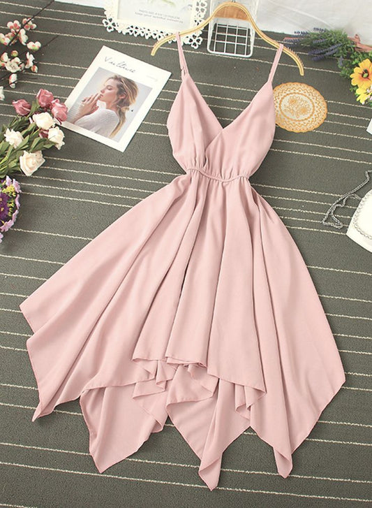 Vestido corto rosa de fiesta y cóctel ED0257