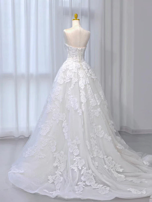 A-Line Tulle Lace Beige Long Prom Dress, Beige Long Formal Dress  ED026