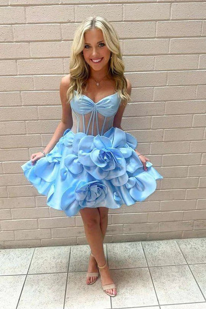Vestido de fiesta corto de satén con tirantes finos en amarillo, corte A, apliques, bonito vestido de bienvenida ED02669