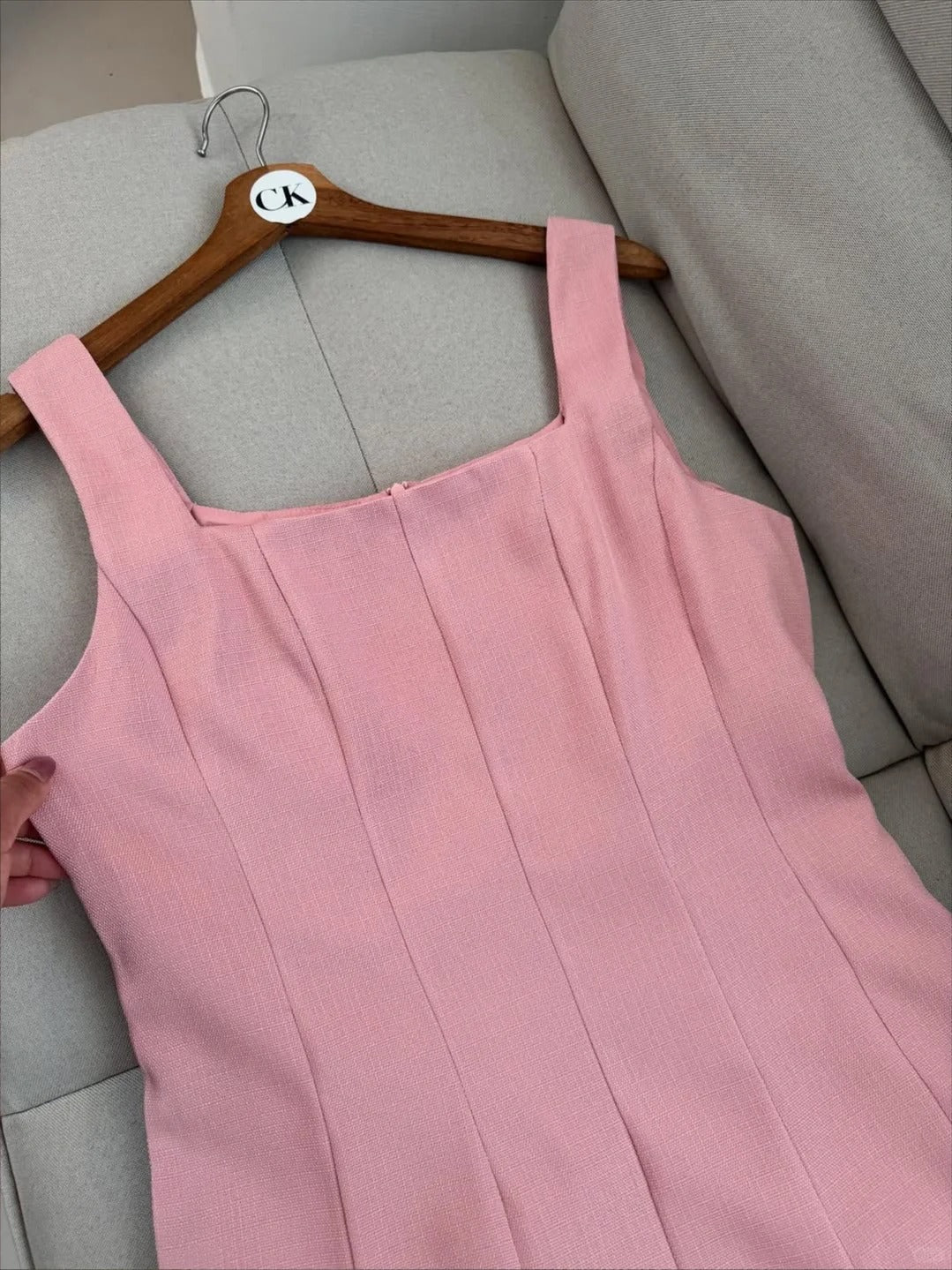 Vestido rosa dulce de escote cuadrado, corte A, corto, para fiesta de cumpleaños al aire libre, ED03197