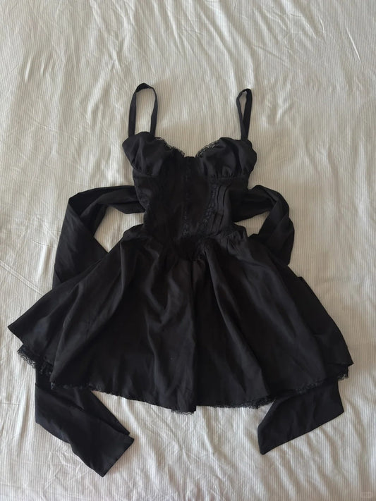 Vestido de fiesta negro de moda con tirantes finos, corte A, corto, para fiesta de cumpleaños, ED03247