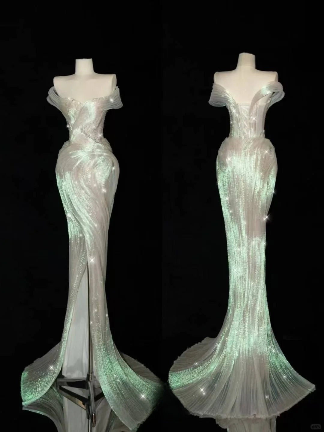 Hermosos vestidos de fiesta largos de organza con hombros descubiertos y corte sirena, elegantes vestidos de noche formales ED03264