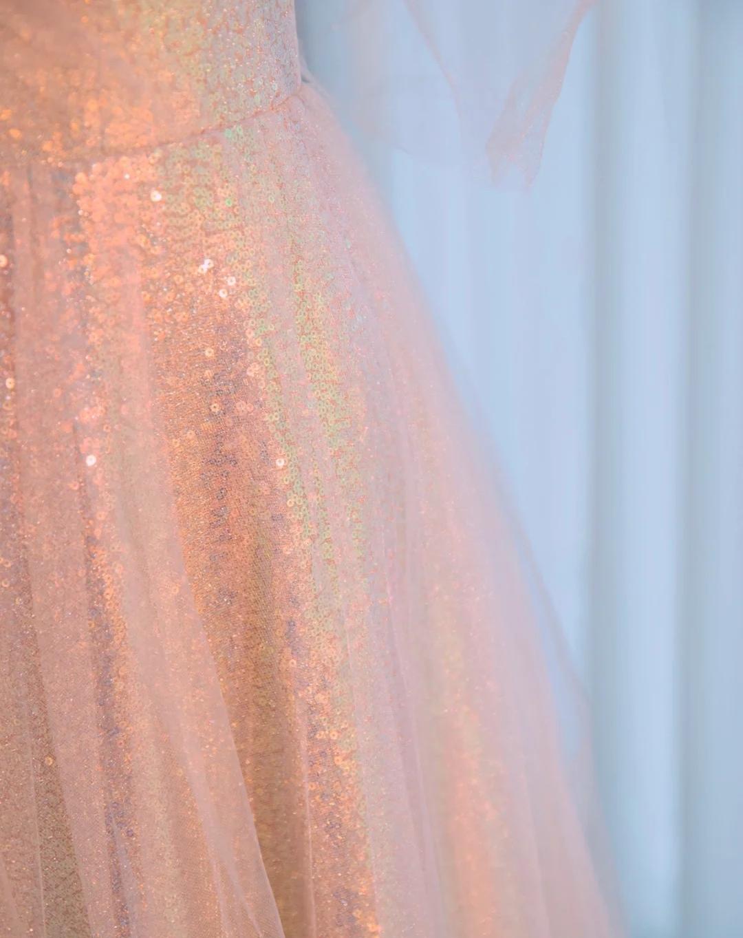 Hermoso vestido de fiesta largo de tul con lentejuelas y escote corazón, corte A, para quinceañeras ED03287
