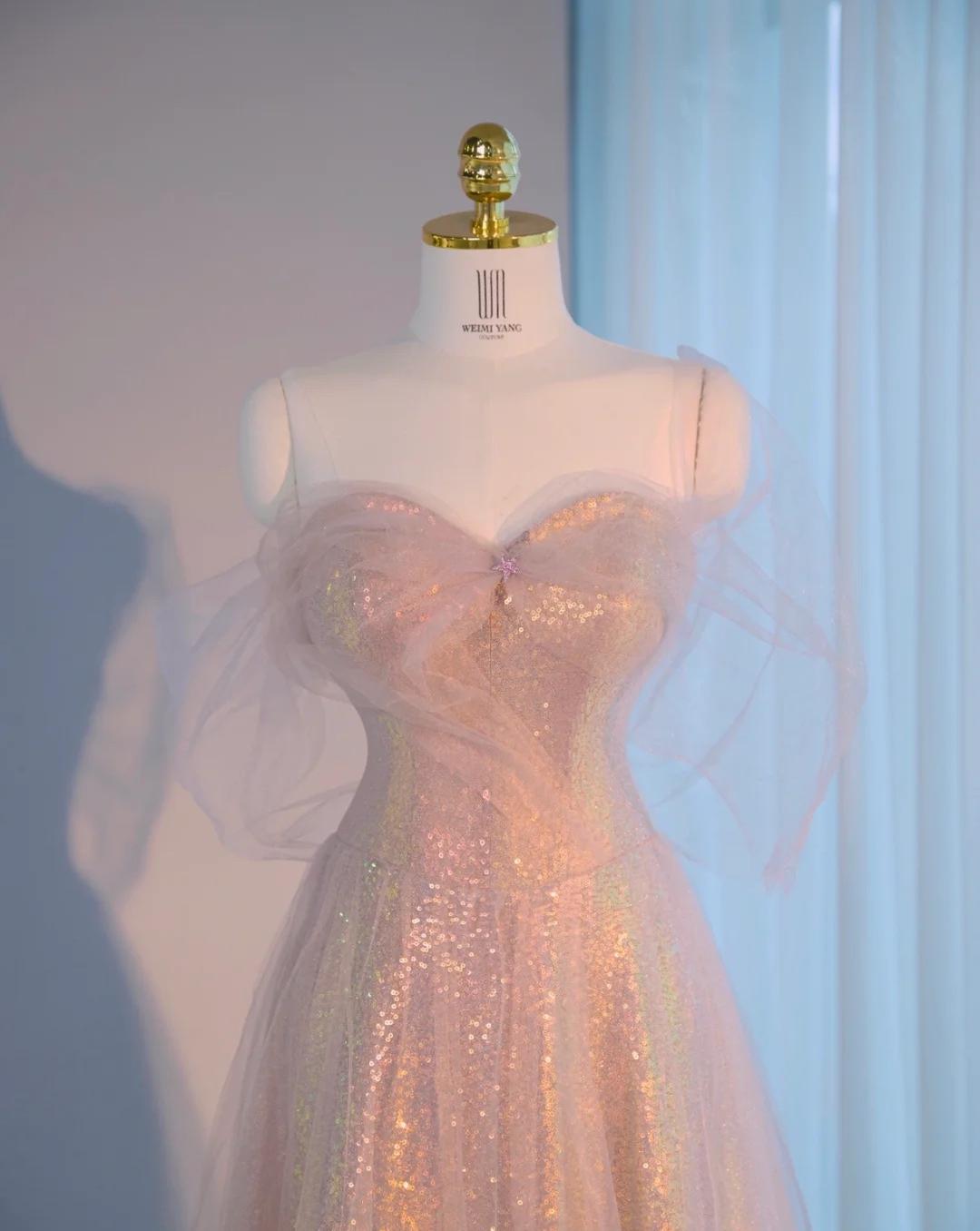 Hermoso vestido de fiesta largo de tul con lentejuelas y escote corazón, corte A, para quinceañeras ED03287