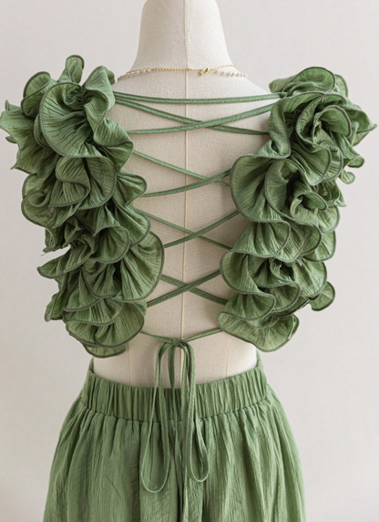 Impresionante vestido verde de fiesta de octavo grado, corte A, escote en V, espalda descubierta, vestido de cumpleaños, bonito vestido de cóctel ED03556