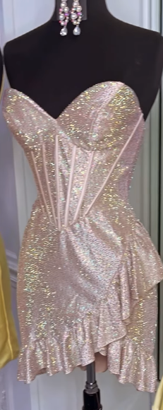 Vestido corto con escote en forma de corazón y brillo para 18 cumpleaños, ideal para el regreso a casa, ED03557