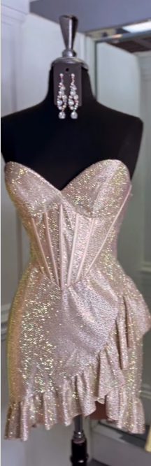 Vestido corto con escote en forma de corazón y brillo para 18 cumpleaños, ideal para el regreso a casa, ED03557