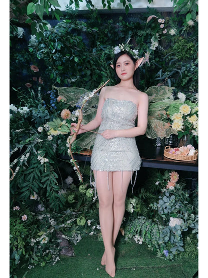 Vestido de fiesta para 18 cumpleaños, en plata brillante, con cuentas, sin tirantes, ajustado, para regreso a casa, dulce ED03560