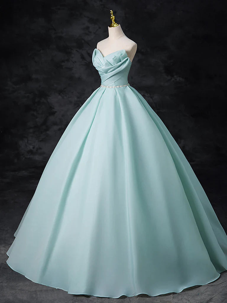 Vestido de fiesta largo azul con cuentas y corte en A, vestido formal largo azul ED0574