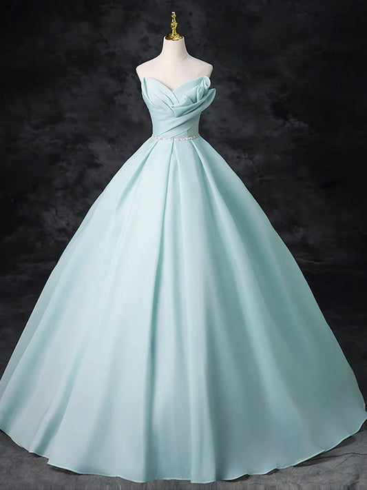 Vestido de fiesta largo azul con cuentas y corte en A, vestido formal largo azul ED0574