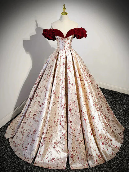 Vestido de fiesta largo de satén color champán con hombros descubiertos y corte en A, vestido formal largo color champán ED0597