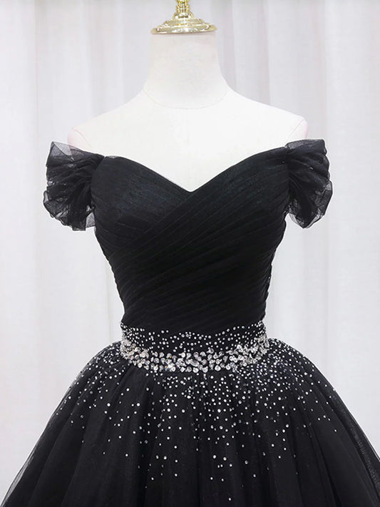 Vestido de fiesta corto negro con escote en V y lentejuelas ED0634