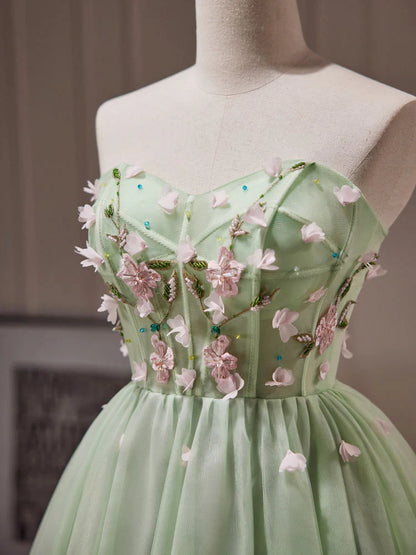 Green A-Line Tulle Short Prom Dress, Cute Green Homecoming Dresses ED0635