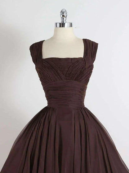 Vestidos de fiesta cortos marrones de corte A, vestido de fiesta corto marrón ED0641