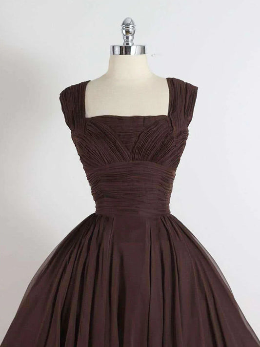 Vestidos de fiesta cortos marrones de corte A, vestido de fiesta corto marrón ED0641