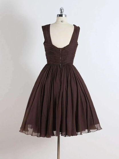 Vestidos de fiesta cortos marrones de corte A, vestido de fiesta corto marrón ED0641