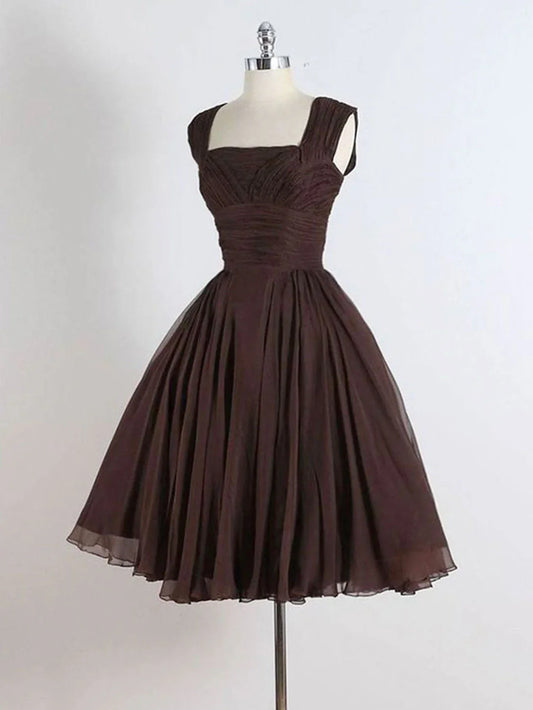 Vestidos de fiesta cortos marrones de corte A, vestido de fiesta corto marrón ED0641