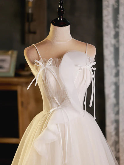 Vestido de fiesta corto de tul beige con corte en A, bonito vestido de bienvenida beige ED0646