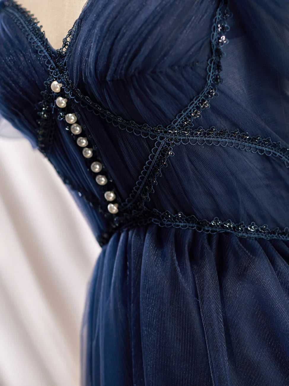 Vestidos de fiesta cortos azul oscuro de corte A, vestido de bienvenida azul oscuro ED0653