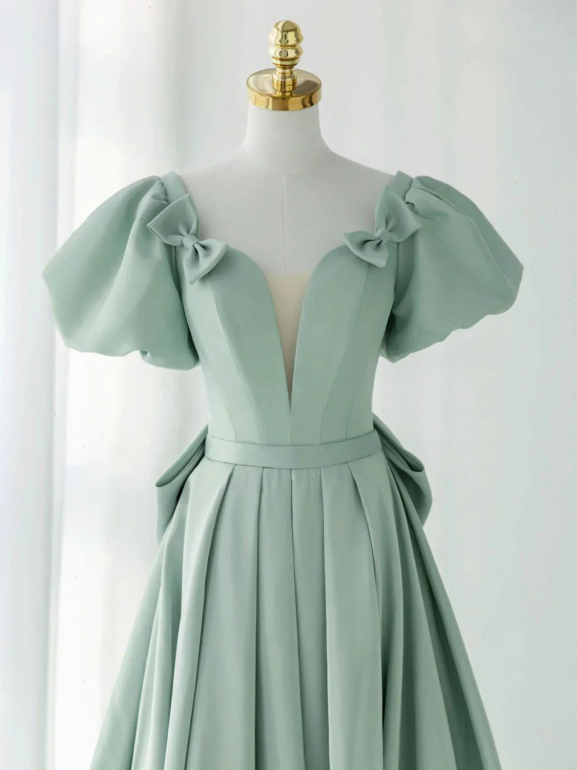 Vestidos de fiesta largos de satén verde con corte en A, vestidos de noche formales verdes ED0705