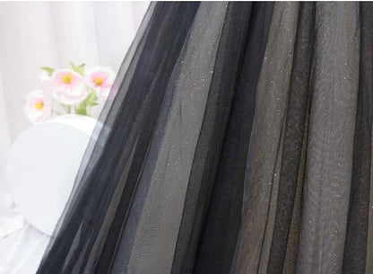 Vestidos de fiesta largos de tul negro con encaje y corte en A, vestidos de noche negros largos ED0722