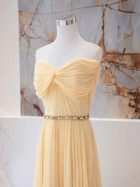 Vestido de fiesta largo de gasa con escote corazón y corte en A, vestido formal de noche de gasa ED0751
