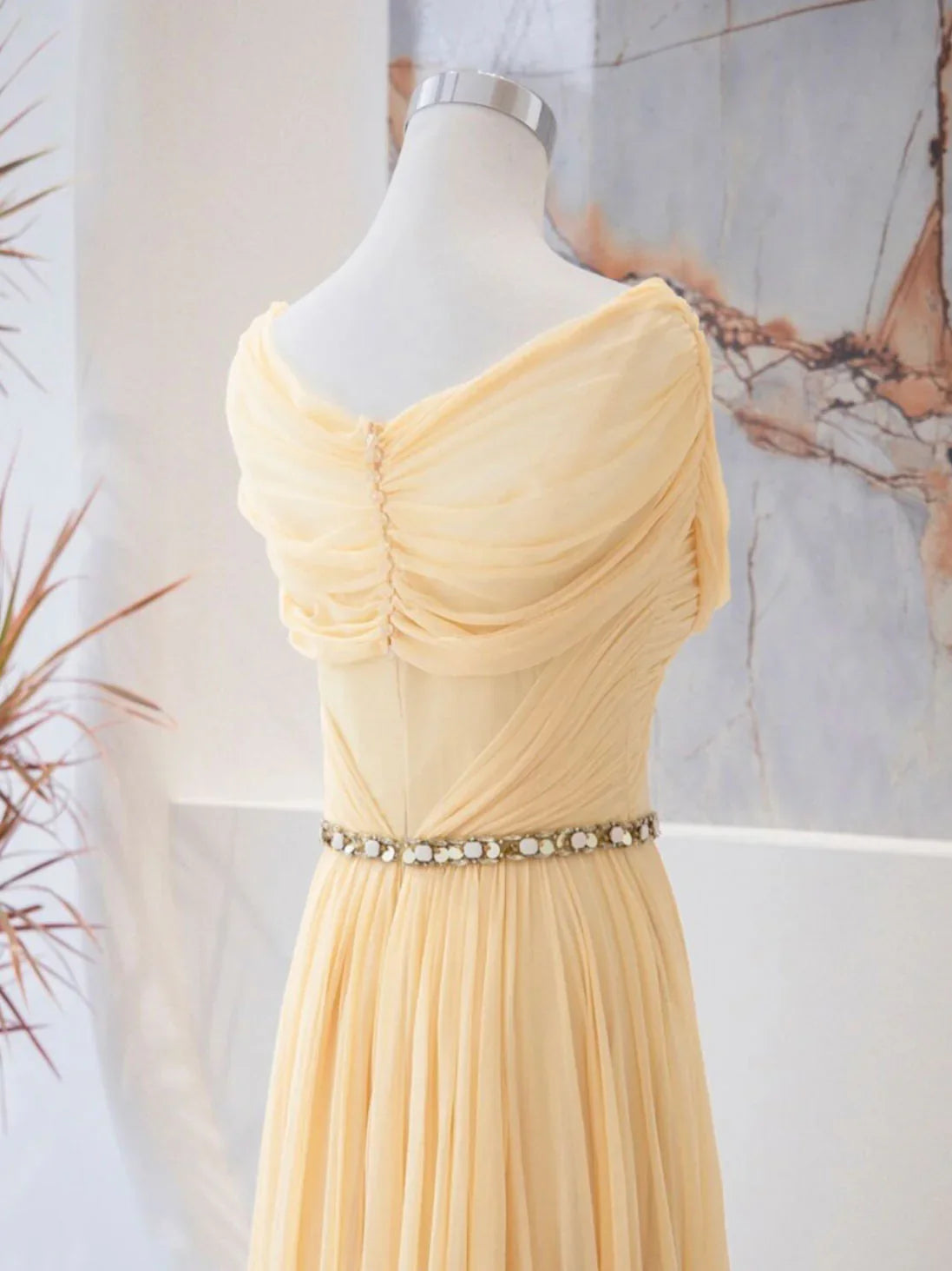 Vestido de fiesta largo de gasa con escote corazón y corte en A, vestido formal de noche de gasa ED0751