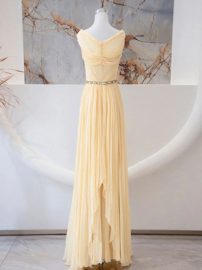 Vestido de fiesta largo de gasa con escote corazón y corte en A, vestido formal de noche de gasa ED0751