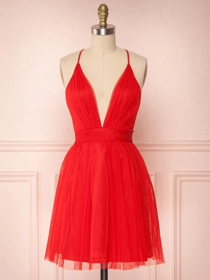 Vestido de fiesta corto negro con escote en V, sencillo, vestido de bienvenida negro ED0753