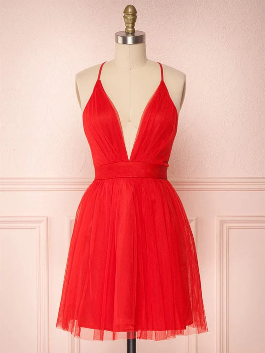 Vestido de fiesta corto negro con escote en V, sencillo, vestido de bienvenida negro ED0753