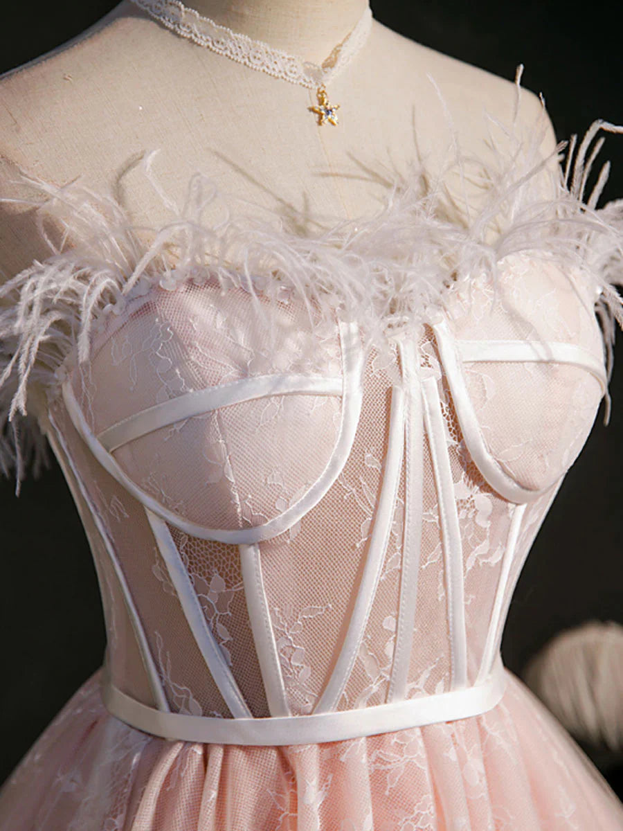 Vestido de fiesta corto de tul con escote corazón, color rosa, para regreso a casa, ED0757