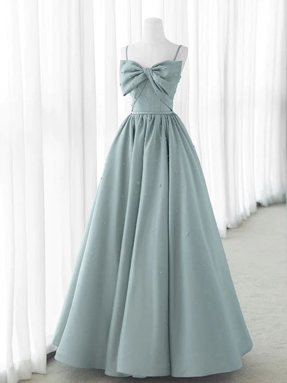 Vestidos de fiesta largos de satén gris con corte en A, vestidos formales largos grises ED0764