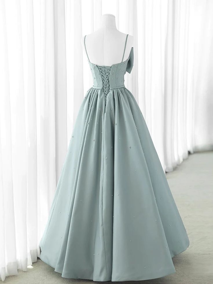 Vestidos de fiesta largos de satén gris con corte en A, vestidos formales largos grises ED0764