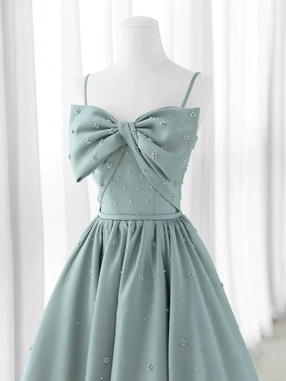 Vestidos de fiesta largos de satén gris con corte en A, vestidos formales largos grises ED0764