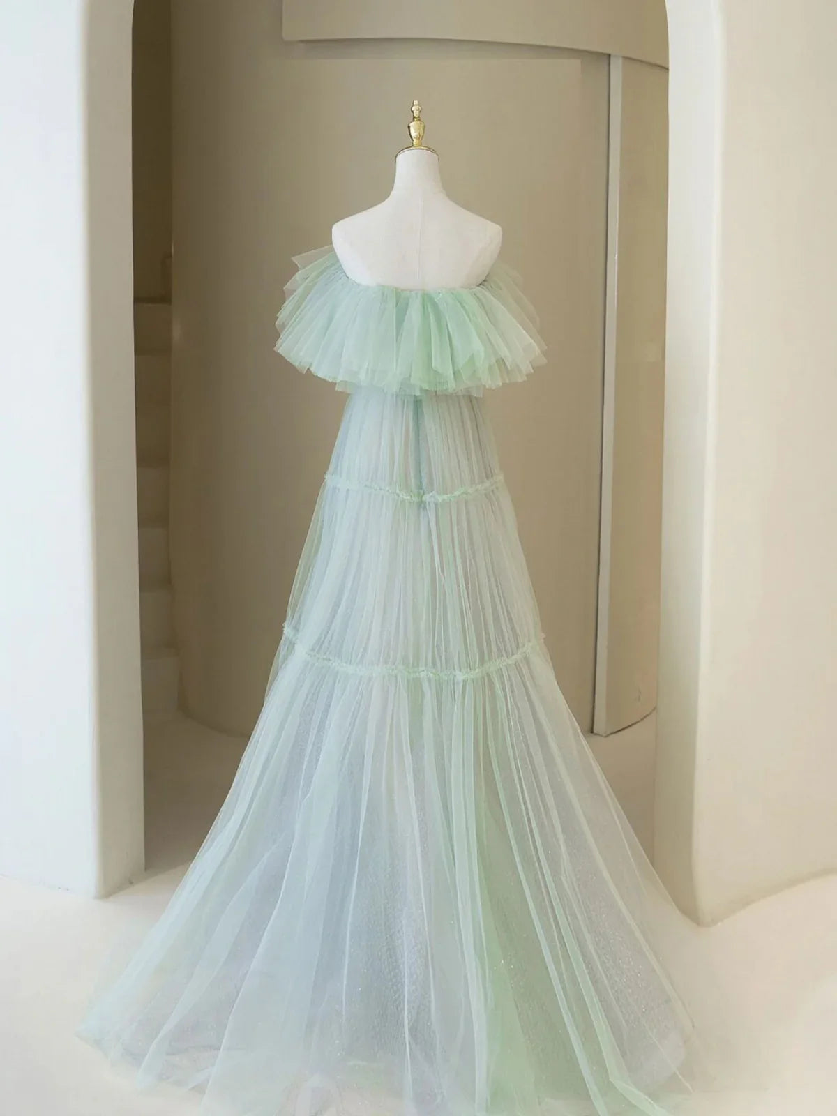 Green Aline Long Prom Dresses, Off Shoulder Formal Long Green Evening Graduation Dresses ED0818