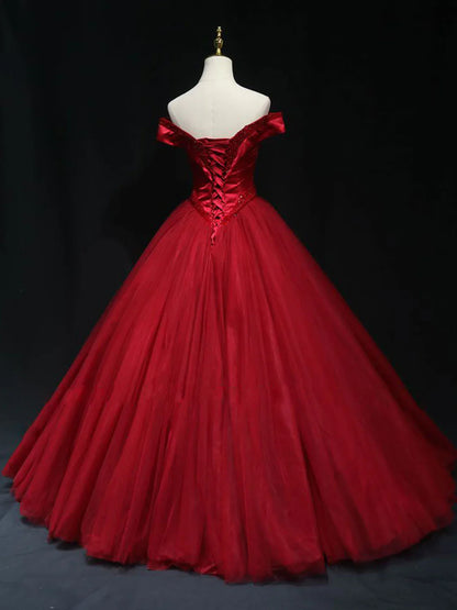 Vestido de fiesta largo burdeos con hombros descubiertos y cuentas, vestido formal burdeos ED0831
