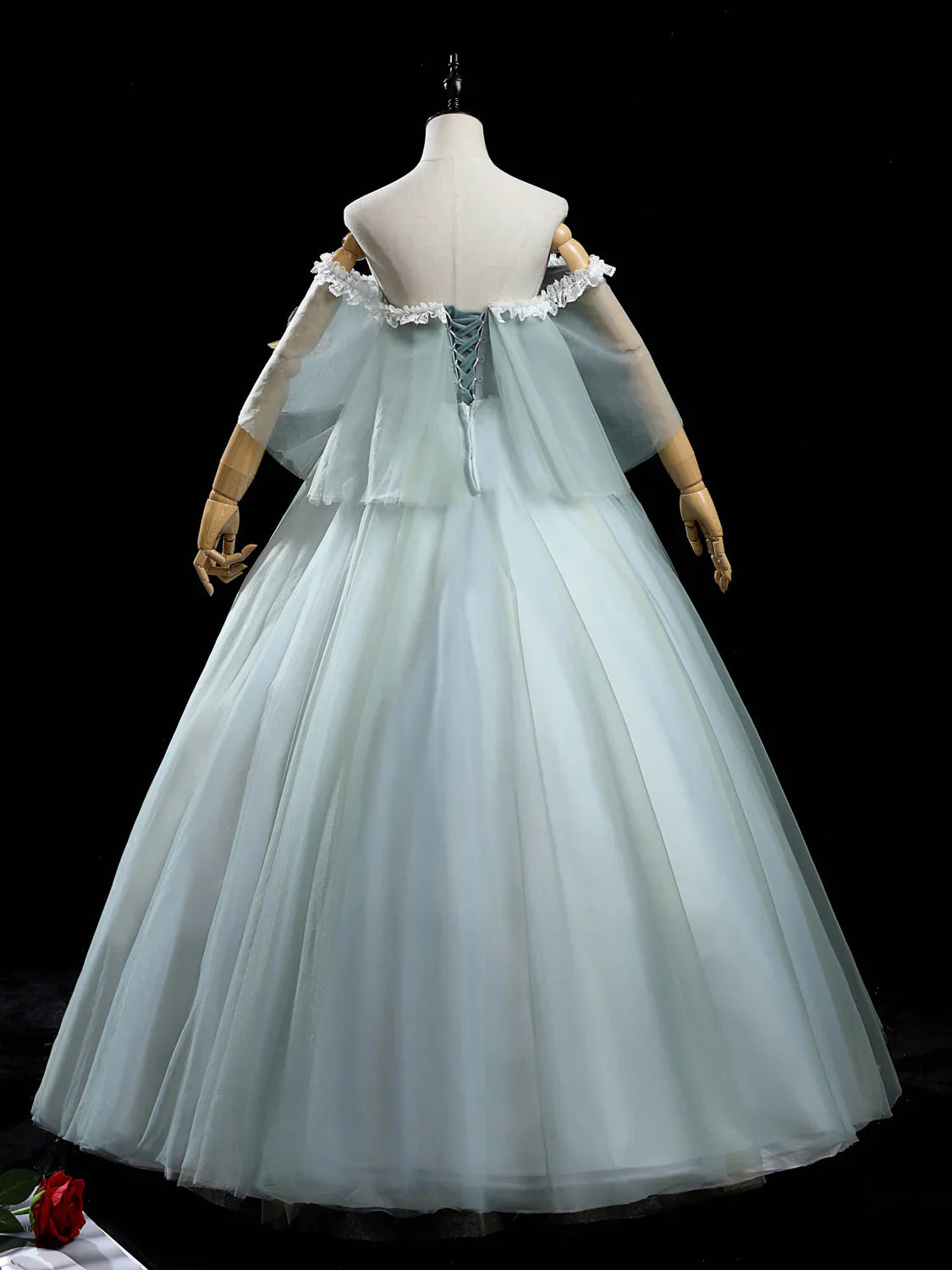 Vestido de fiesta largo de tul con encaje en forma de A, color gris y verde, vestido de noche de encaje ED0883